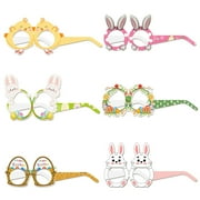 hengsof 6pcs Happy Easter Glasses Paper Easter Glasses Frame Chick Bunny Ears Eggs Eyeglasses Easter Day Eyewear for Kids Adults Easter Photo Booth Props Easter Party Favor Decorations Supplies
